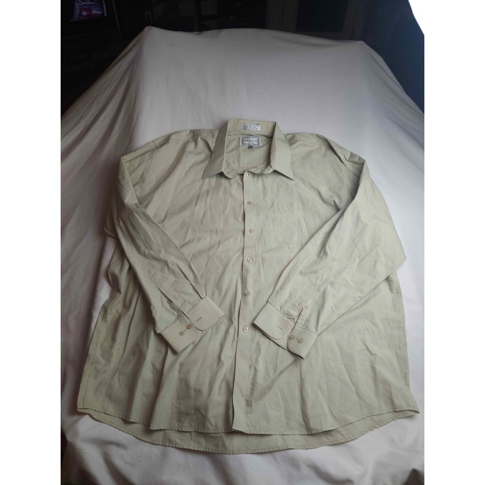 Daniel Ellissa Mens Khaki Tan Long Sleeve Dress Shirt 19-19.5/37-38 Big & Tall